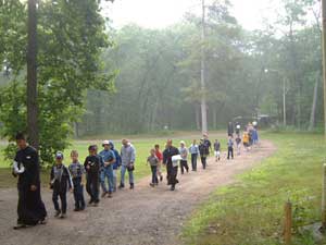 campers on hike