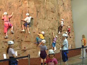 girls rock climbing