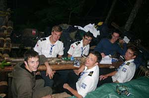 Boys Scouts at camp table