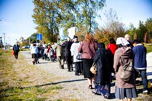 procession from behind