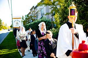 torches precede procession