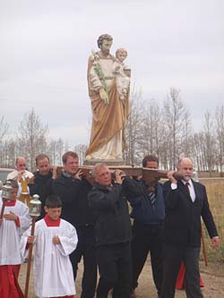 St. Joseph statue carried in procession