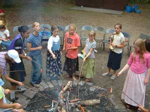 boys campfire