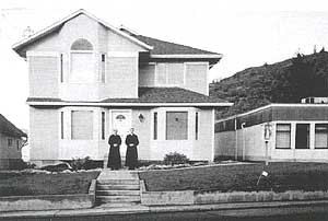 Fr. Boulet and Fr. Herkle outside of Our Lady Queen of Peace  Priory