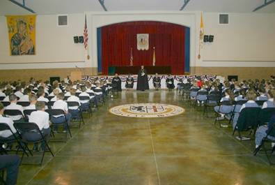 school children in auditorium