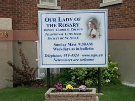 Our Lady of the Rosary Church sign