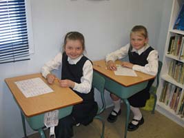 two girls in class