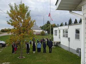 Raising the flag at O Canada