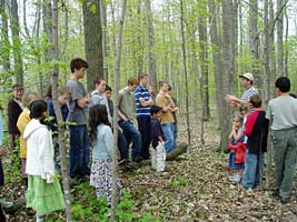 children at forest talk