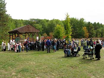 Pilgrims assembling