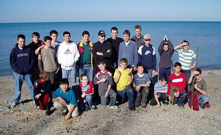 group shot by lake edge