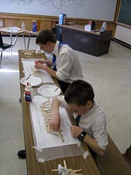 Scouts builiding bridges