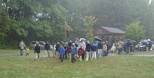 pilgrimage in rain