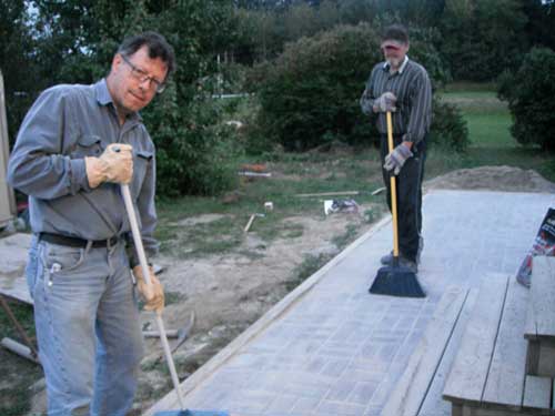 laying the brick pathway