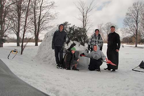 boys with fun igloo